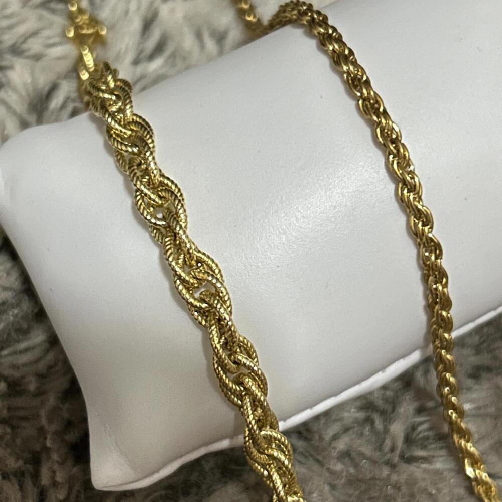 Vintage Glam Chunky Gold Tone Rope Chain Bracelet Bundle Lot of 2